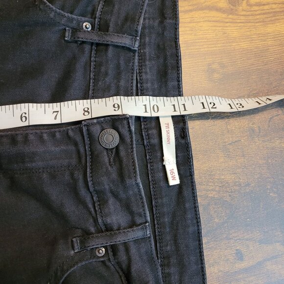 Levi's Jeans 16 W Skinny 711 Mid Rise Black Wash Stretch Denim Western Rodeo - Picture 9 of 11